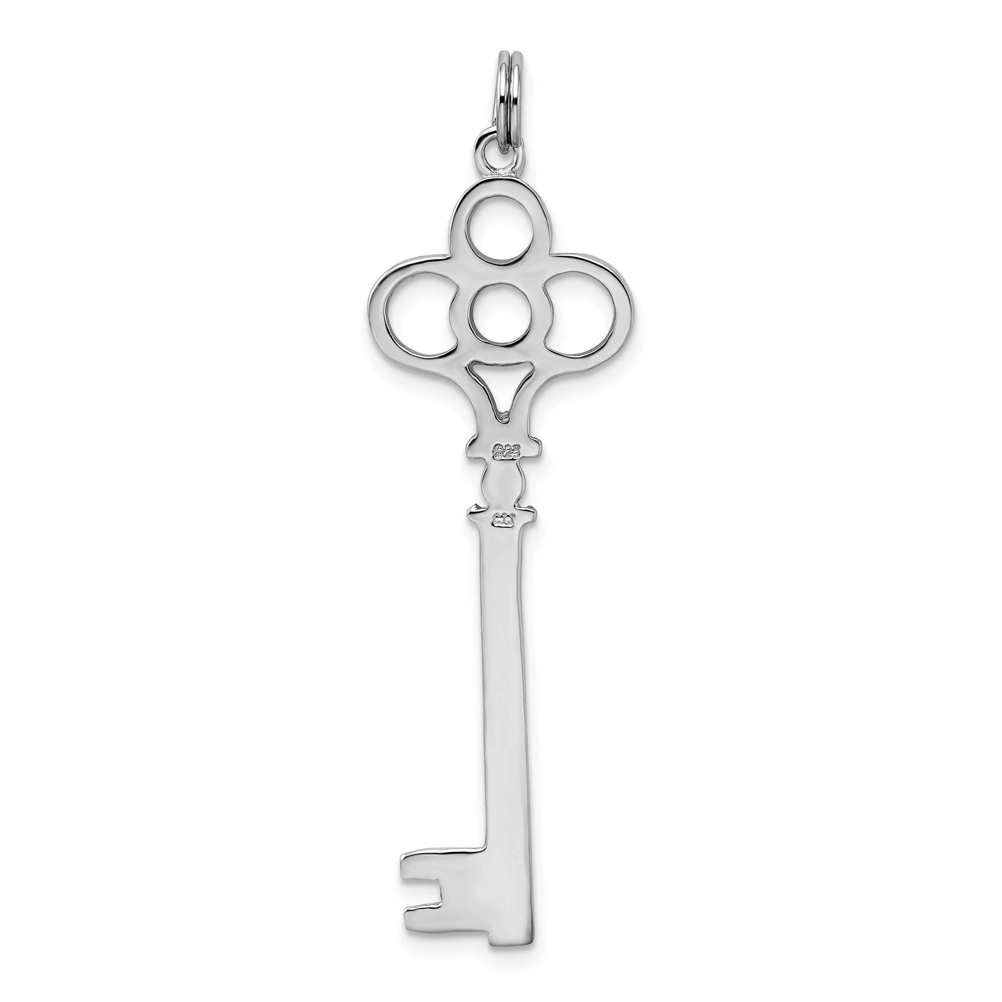 Sterling Silver Rhodium-Plated Key Pendant