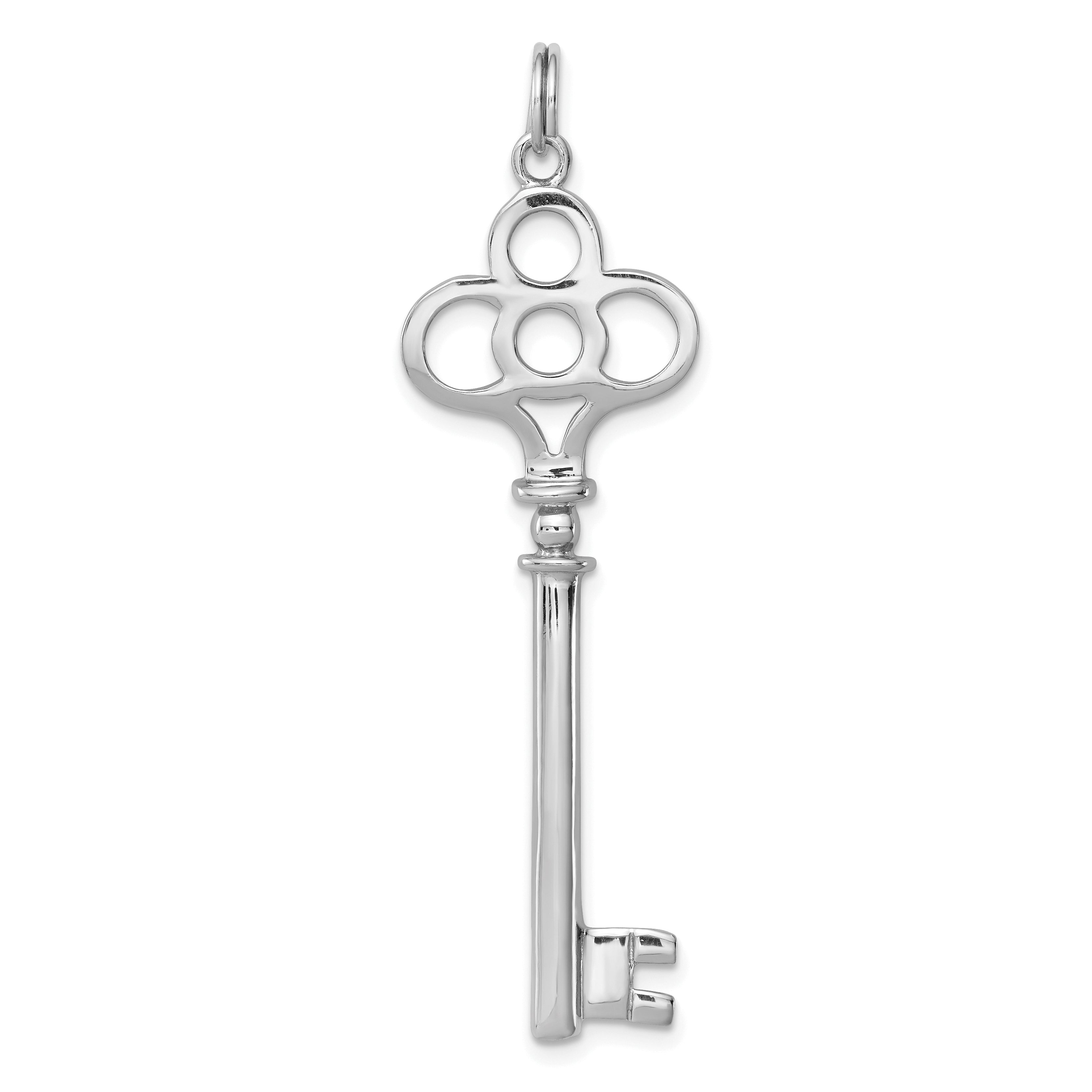 Sterling Silver Rhodium-Plated Key Pendant