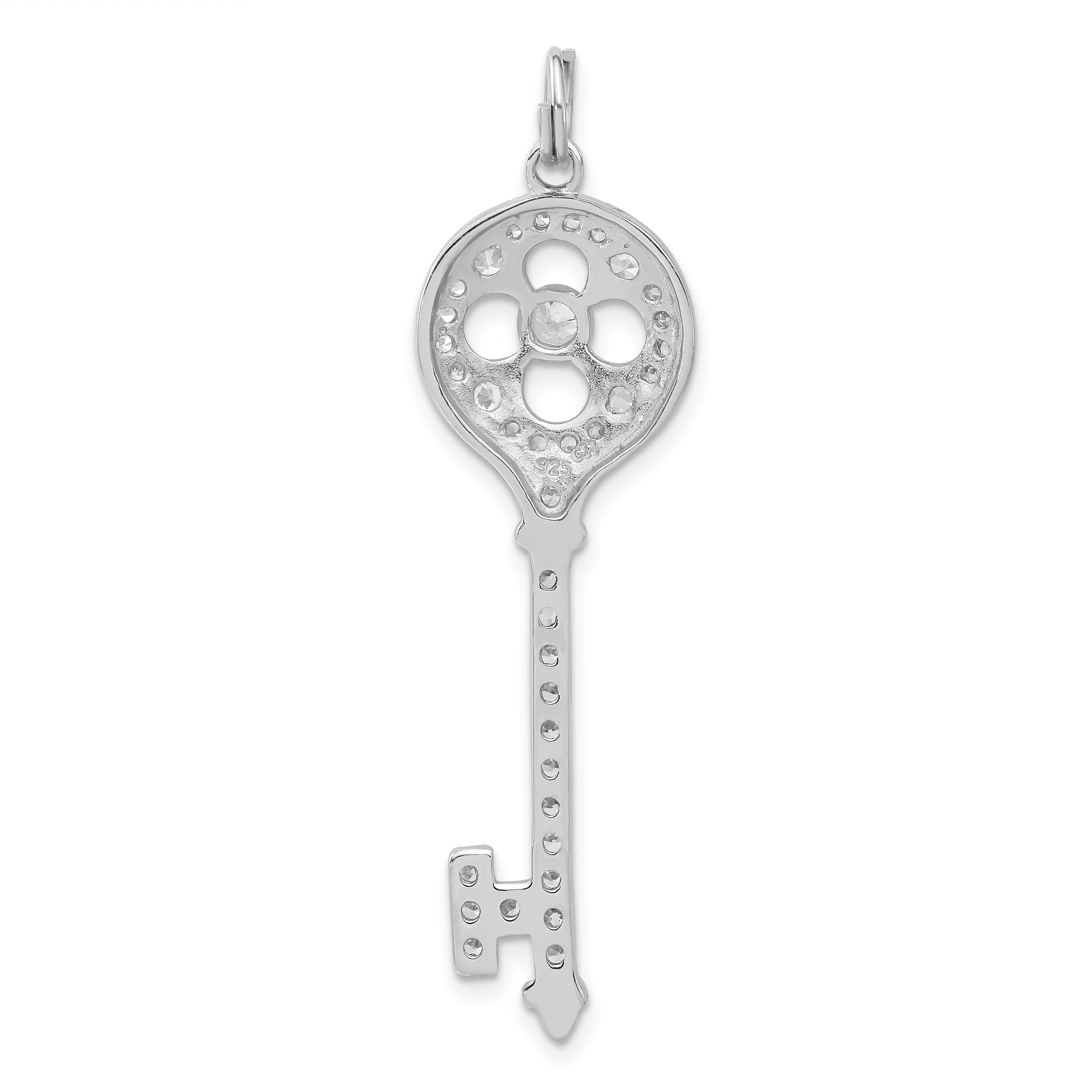 Sterling Silver And Cz Key Pendant