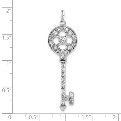 Sterling Silver And Cz Key Pendant