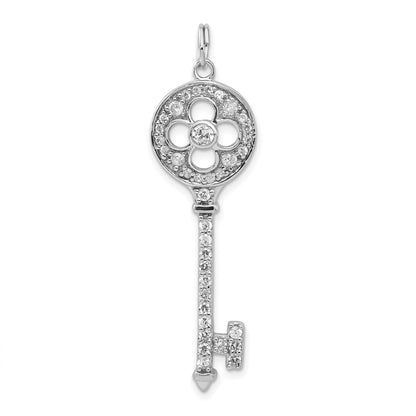 Sterling Silver And Cz Key Pendant