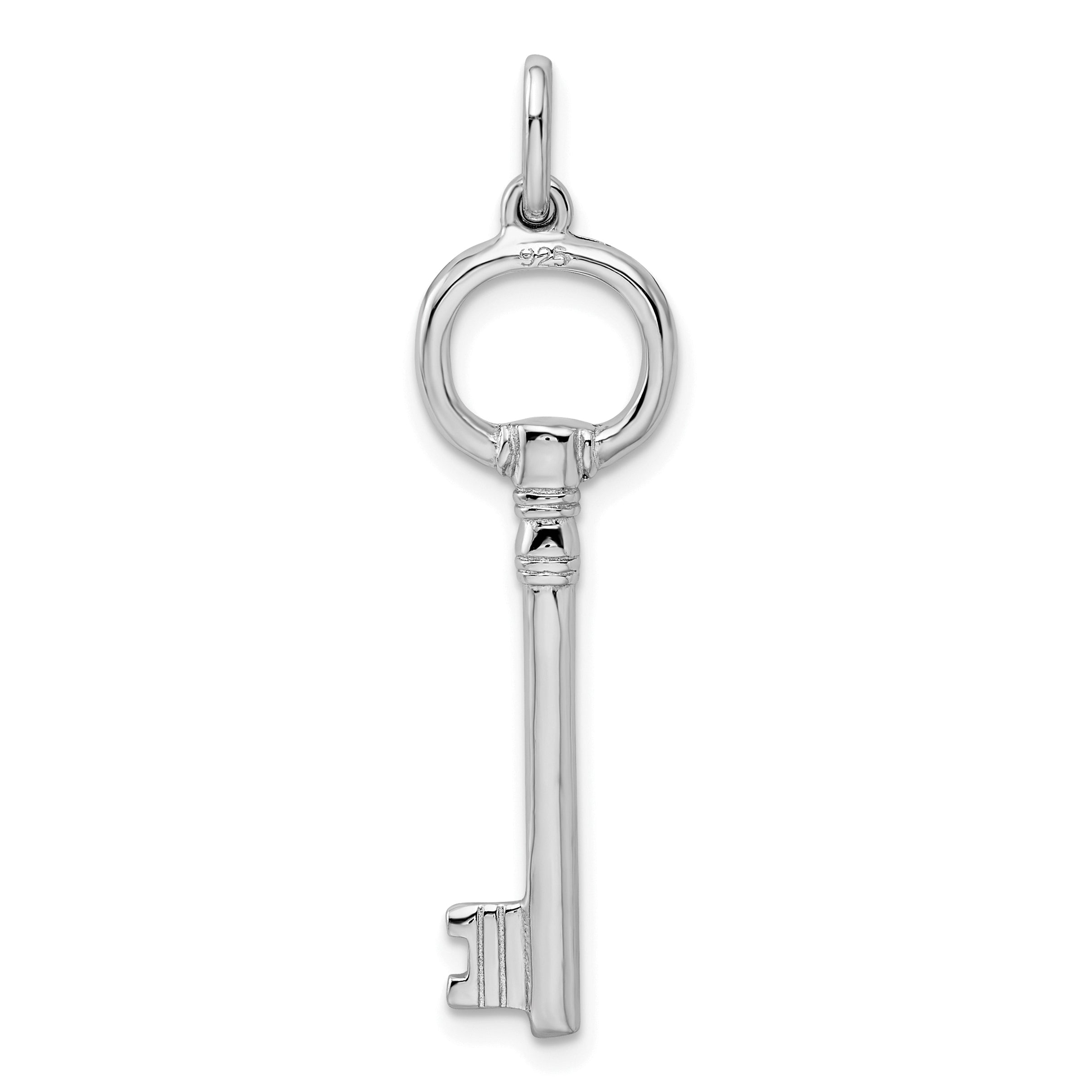 Sterling Silver Rhodium-Plated Key Pendant
