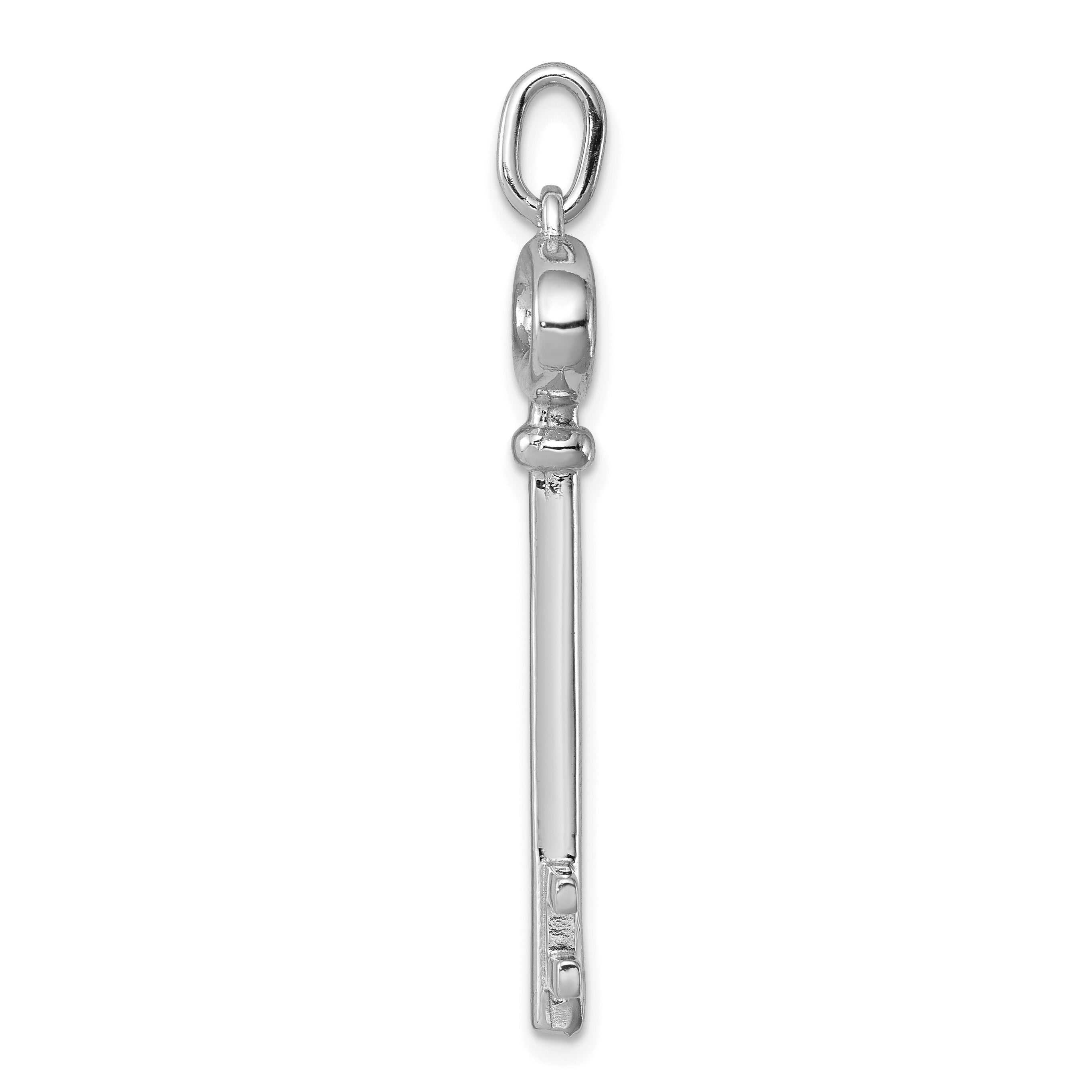 Sterling Silver Rhodium-Plated Key Pendant