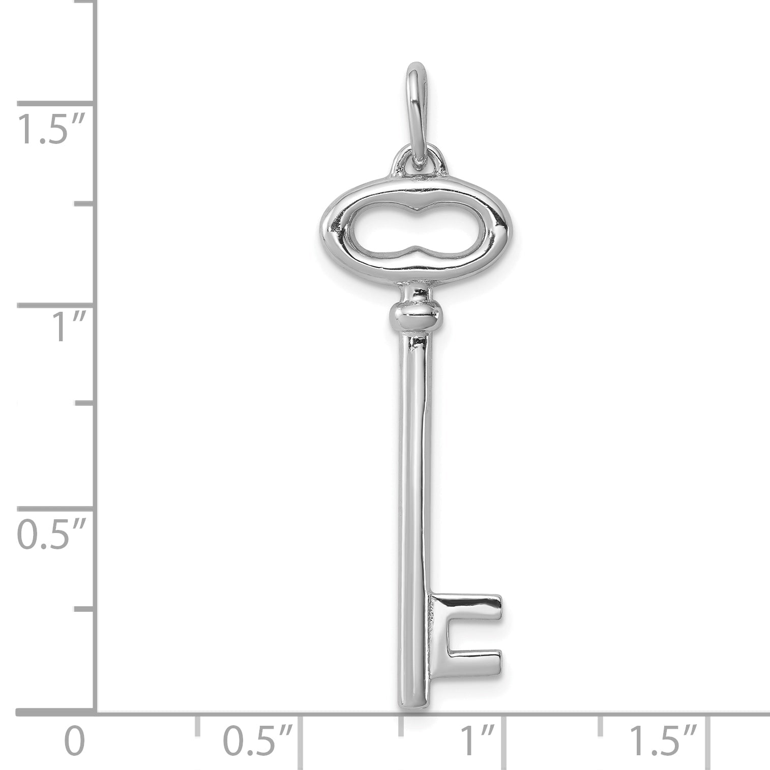 Sterling Silver Rhodium-Plated Key Pendant