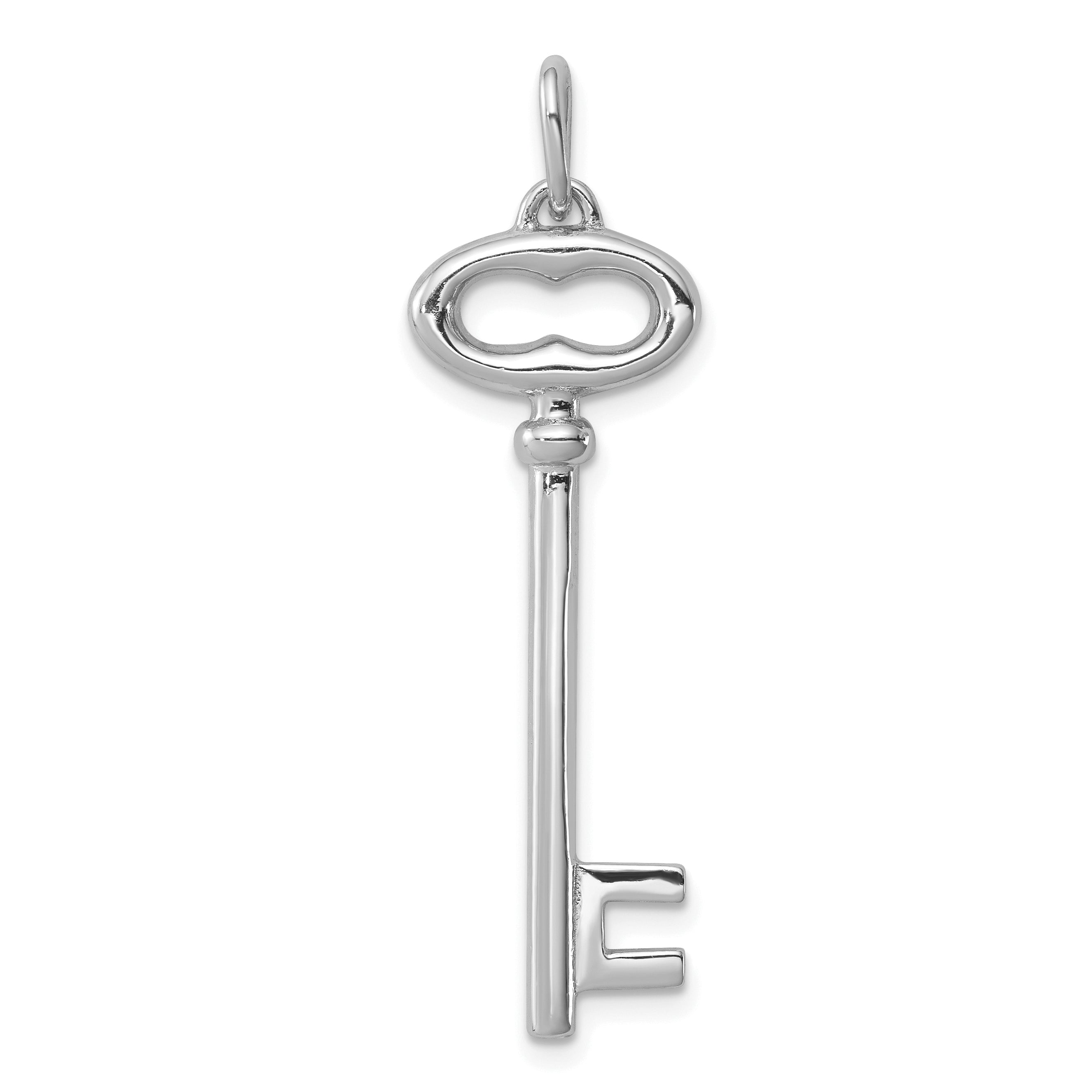 Sterling Silver Rhodium-Plated Key Pendant