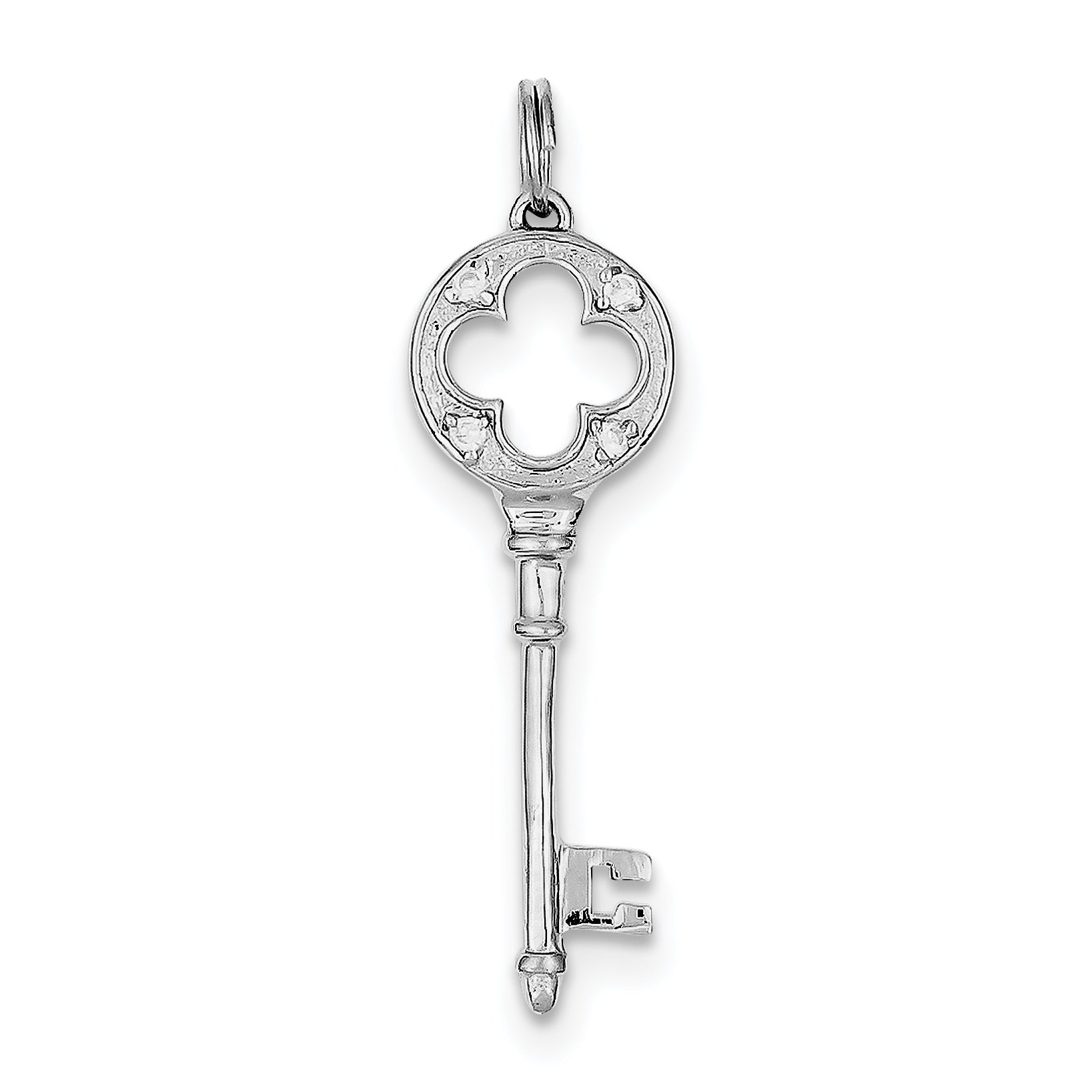 Sterling Silver Cz Key Pendant