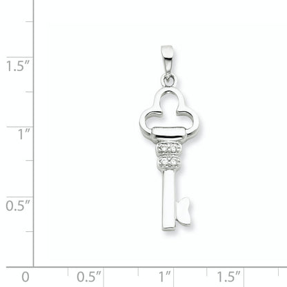 Sterling Silver Cz Key Pendant