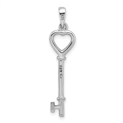 Sterling Silver Rhodium-Plated Key Pendant