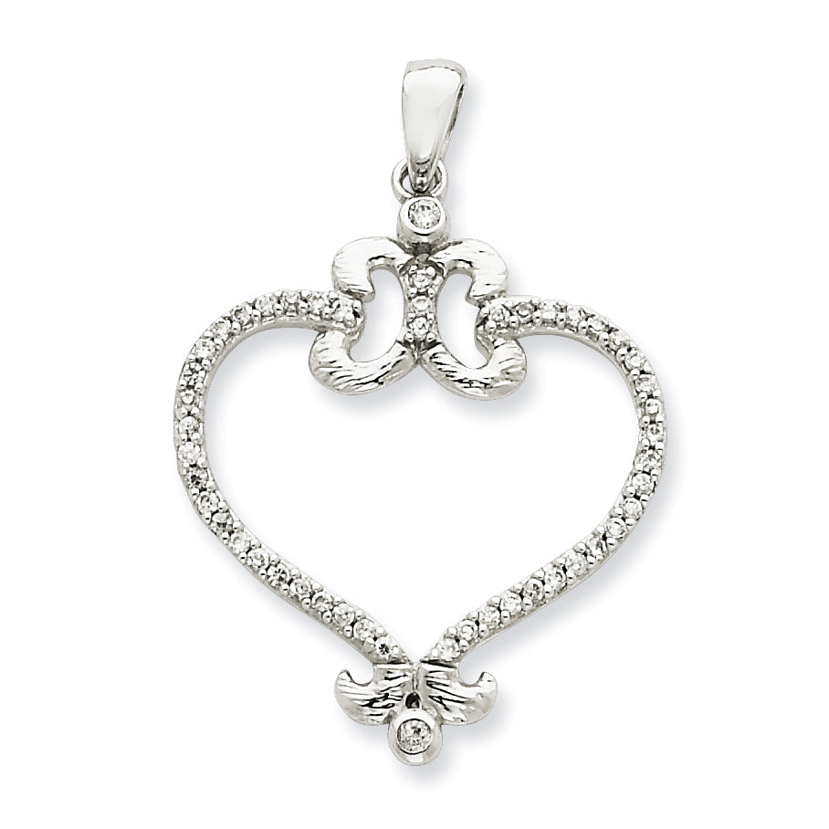 Sterling Silver Cz Heart Pendant