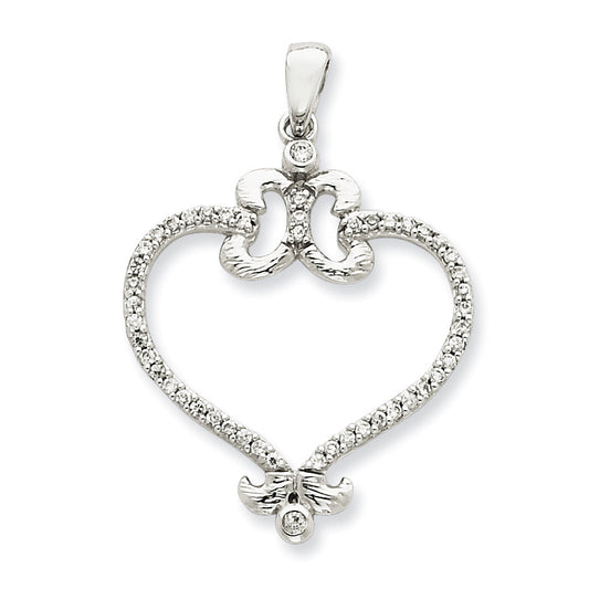 Sterling Silver Cz Heart Pendant