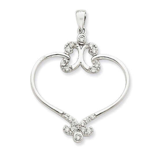 Sterling Silver Fancy Hearts Cz Pendant