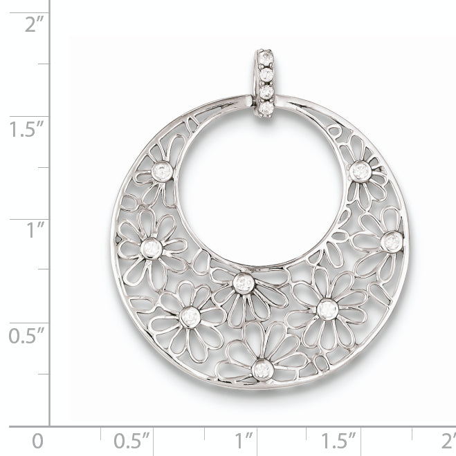 Sterling Silver Cut-Out Flowers And Cz Circle Pendant