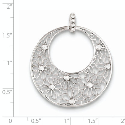 Sterling Silver Cut-Out Flowers And Cz Circle Pendant