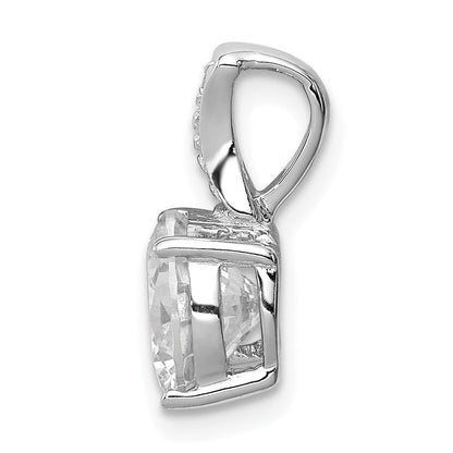 Sterling Silver Rhodium-Plated Cz Pendant