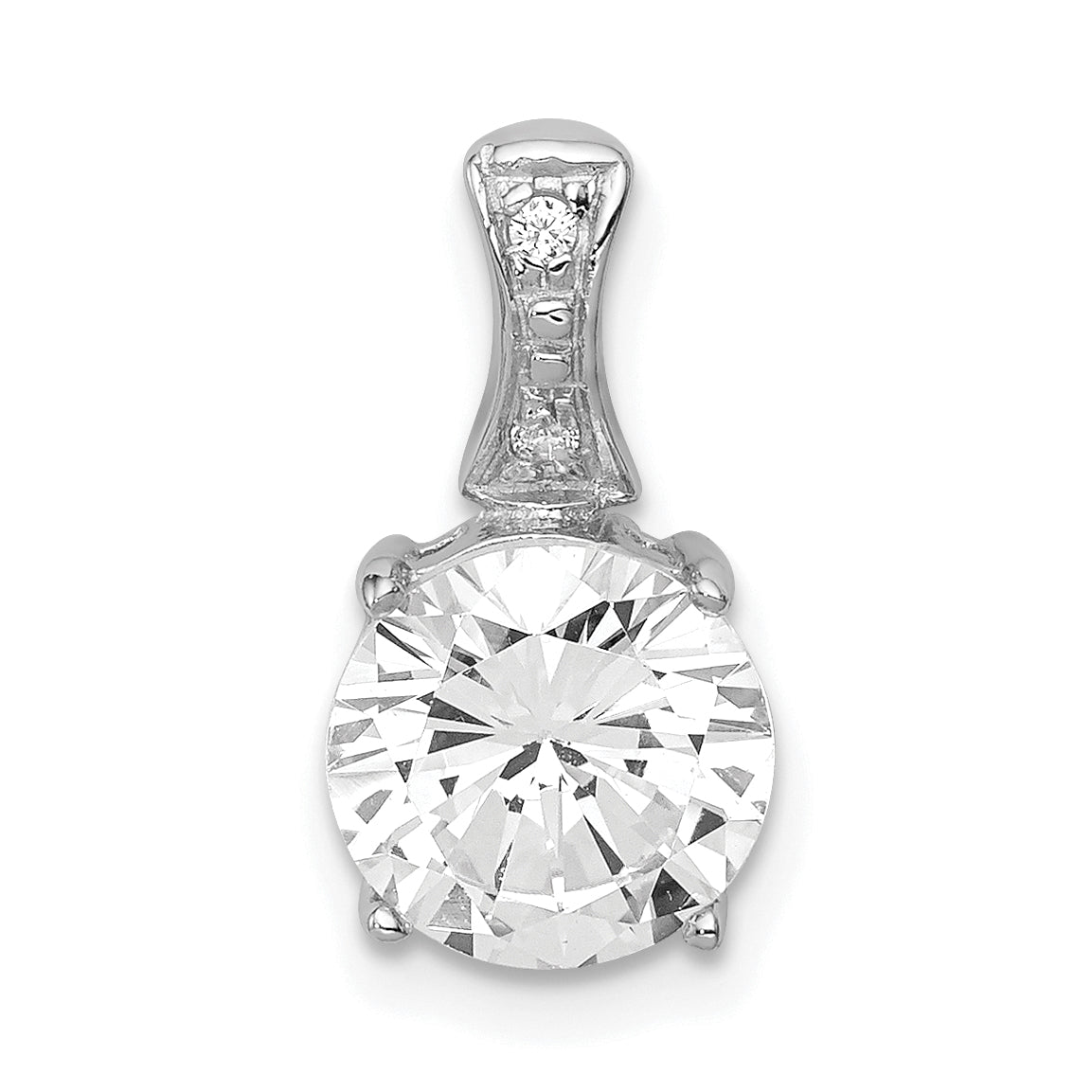 Sterling Silver Rhodium-Plated Cz Pendant