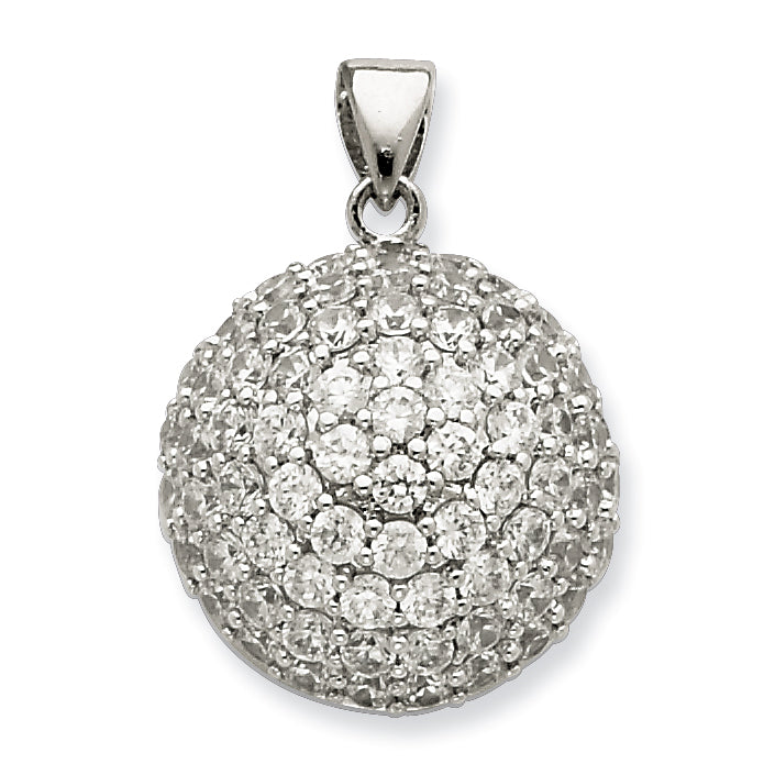 Sterling Silver Cz Open-Back Ball Pendant