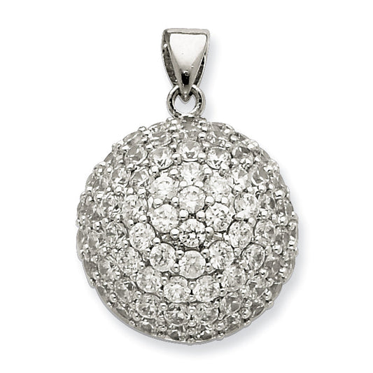 Sterling Silver Cz Open-Back Ball Pendant
