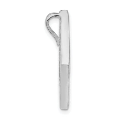 Sterling Silver Polished And White Enameled Cz Chain Slide Pendant