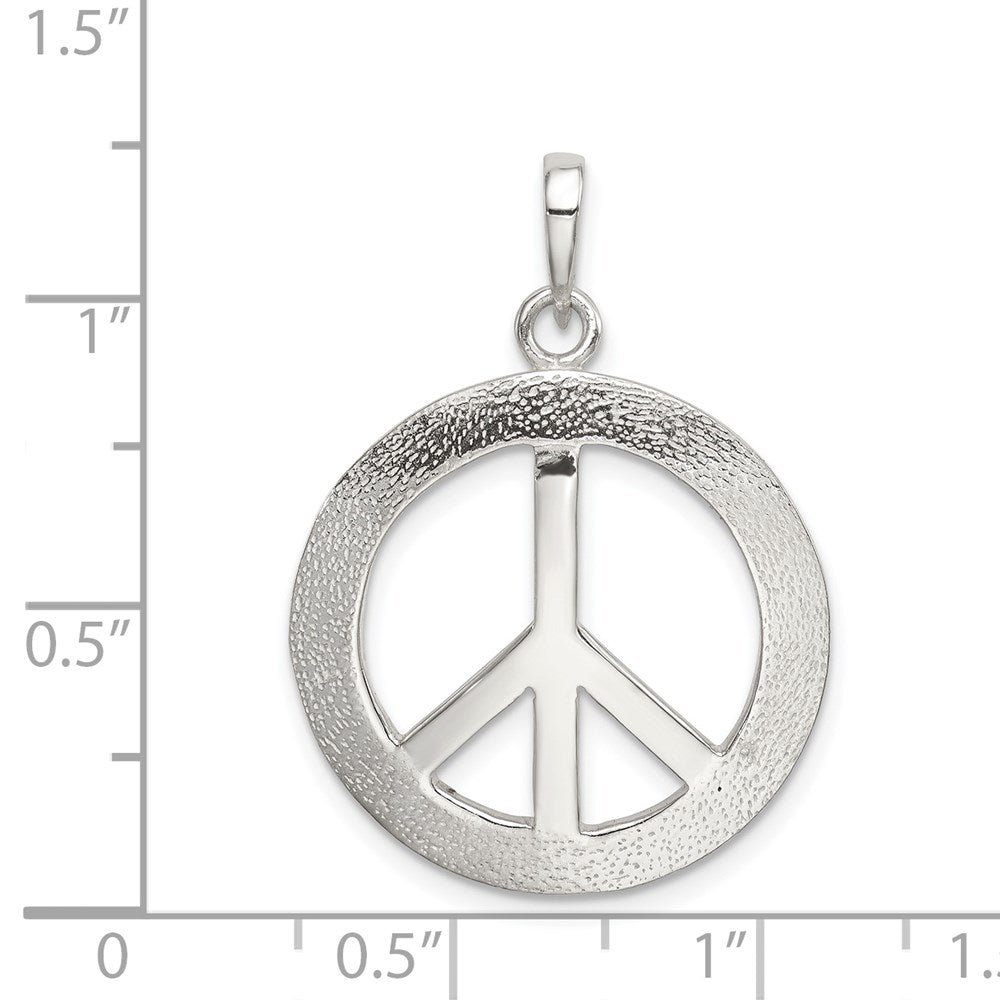 Sterling Silver Polished & Textured Peace Pendant