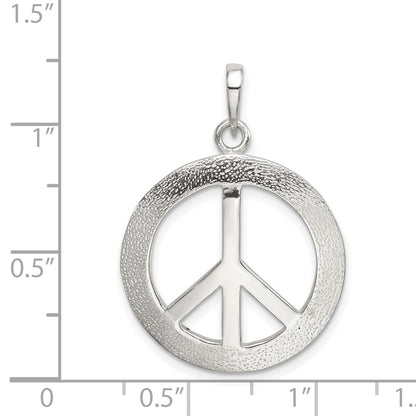 Sterling Silver Polished & Textured Peace Pendant