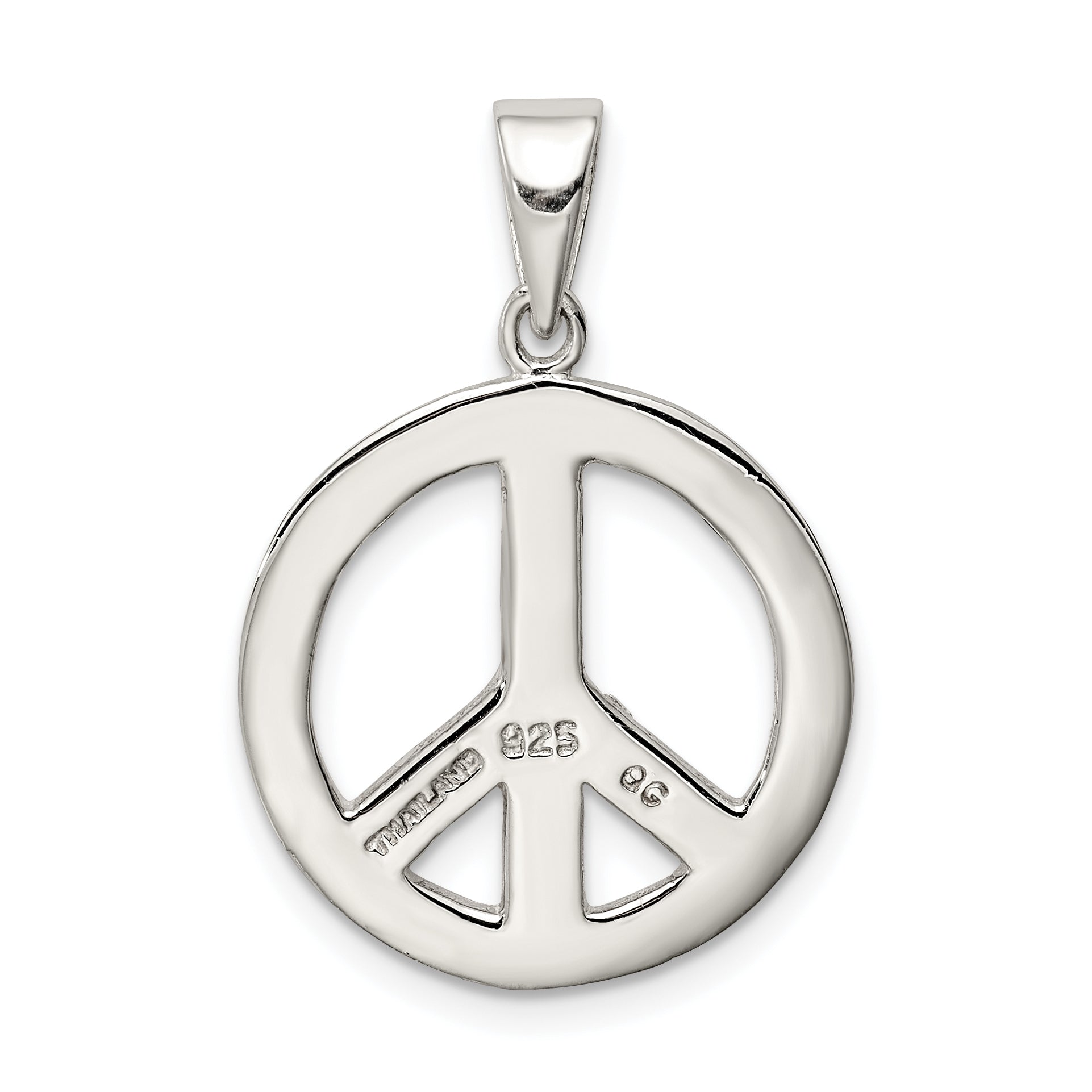 Sterling Silver Round Polished Peace Pendant