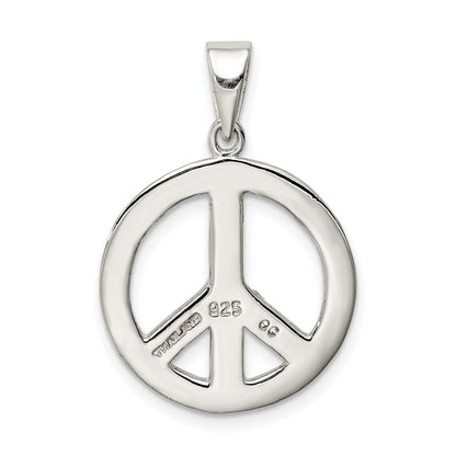 Sterling Silver Round Polished Peace Pendant