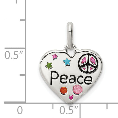 Sterling Silver Enamel Heart Peace Charm
