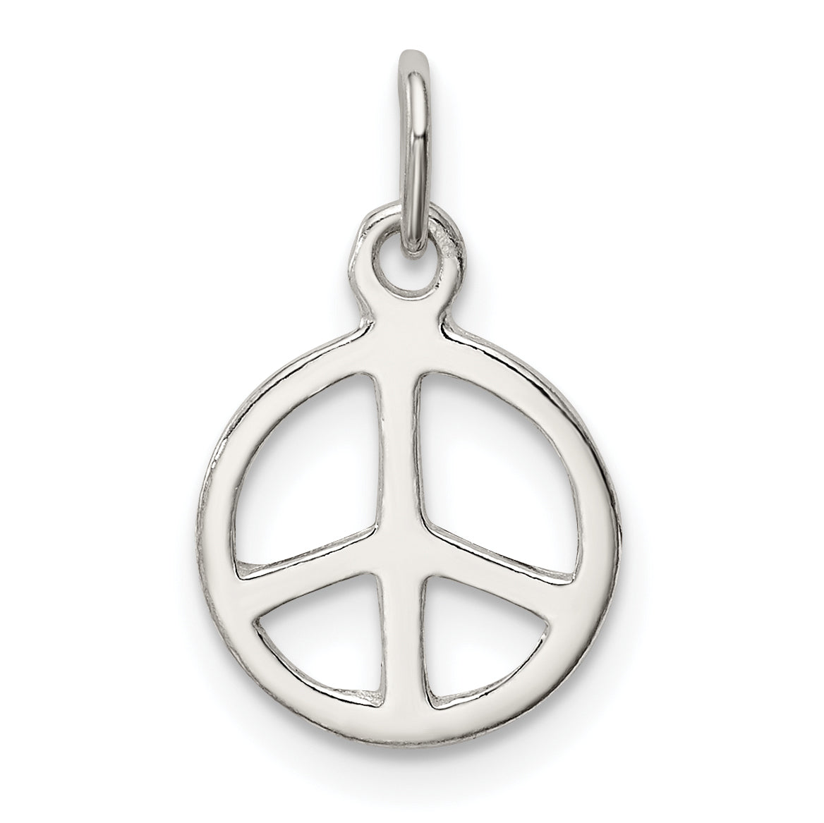 Sterling Silver Diamond-Cut Peace Sign Symbol Charm