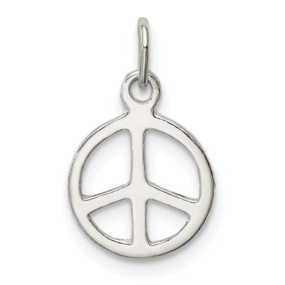 Sterling Silver Diamond-Cut Peace Sign Symbol Charm