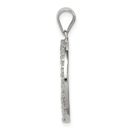 Sterling Silver Rhodium-Plated Cz Peace Symbol Pendant