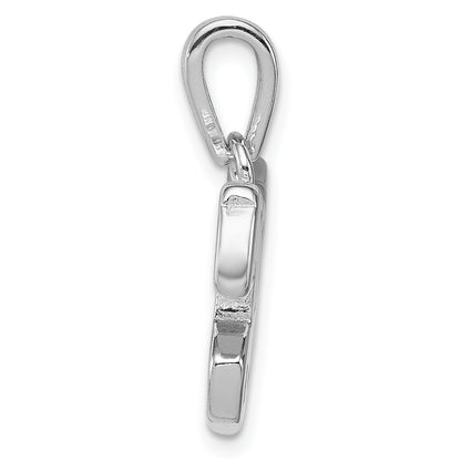 Sterling Silver Rhod-Plated Created Blue Opal Inlay Horse Pendant