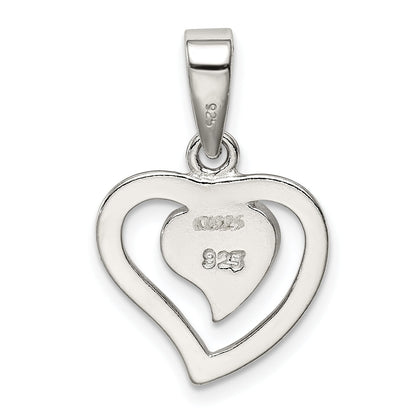 Sterling Silver Rhodium-Plated Created Blue Opal Inlay Heart Pendant