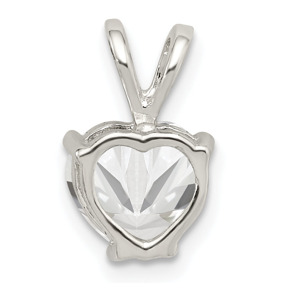 Sterling Silver Heart Cz Pendant