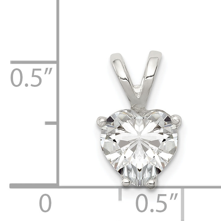 Sterling Silver Heart Cz Pendant