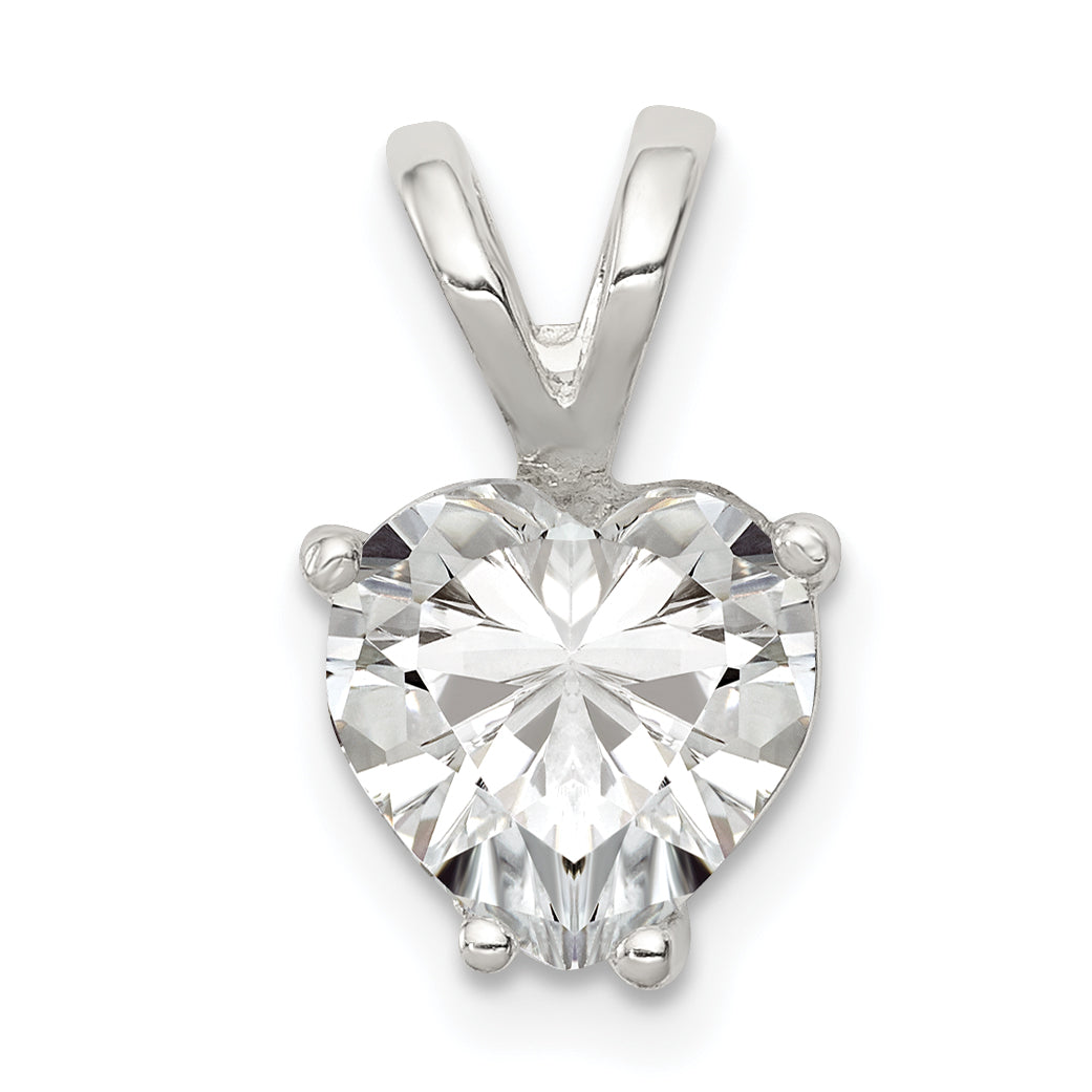 Sterling Silver Heart Cz Pendant