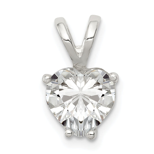 Sterling Silver Heart Cz Pendant
