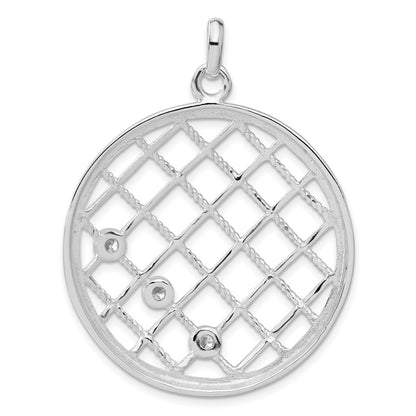 Sterling Silver White Cz Woven Circle Pendant