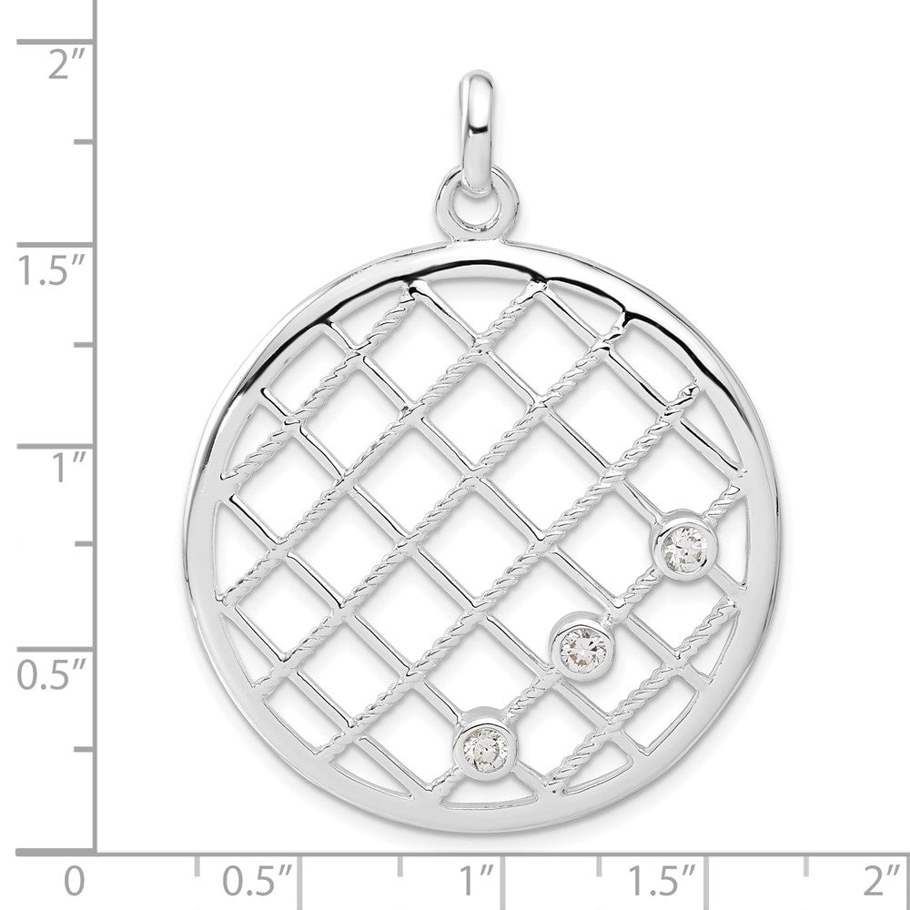 Sterling Silver White Cz Woven Circle Pendant