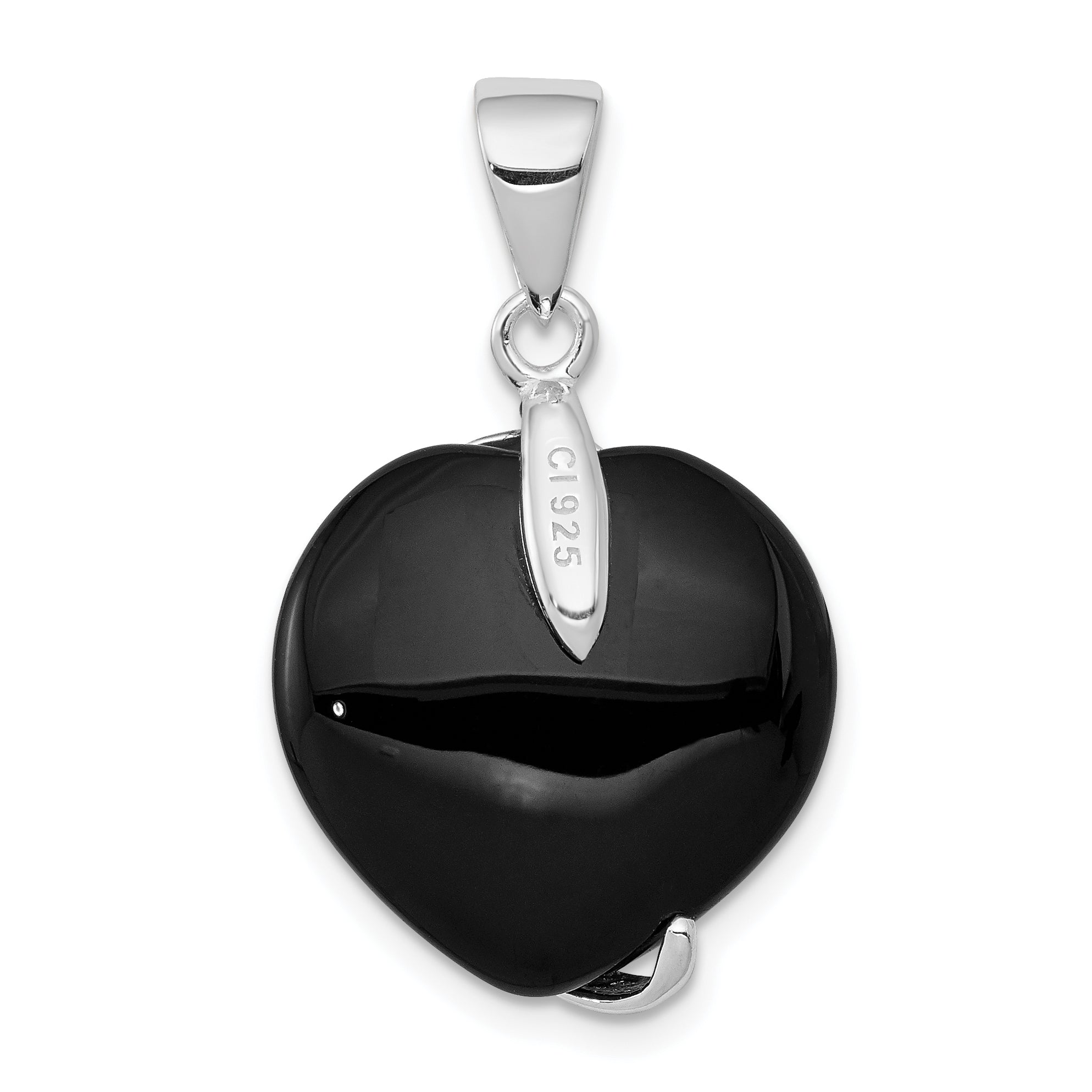 Sterling Silver Onyx Heart Pendant