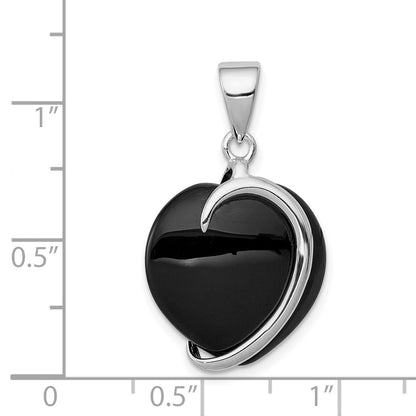 Sterling Silver Onyx Heart Pendant