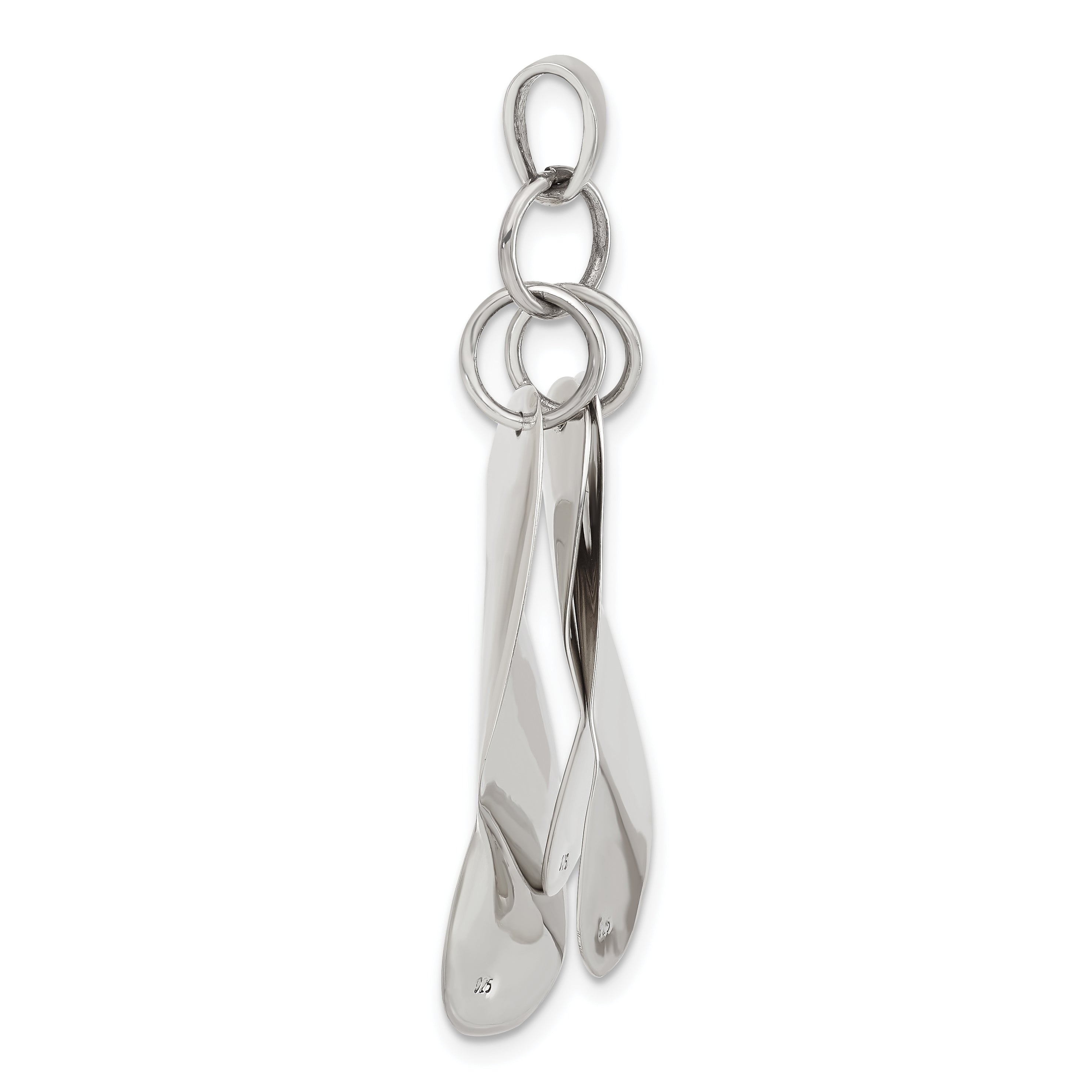 Sterling Silver Polished Contemporary Triple Bent Oval Shapes Pendant