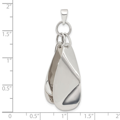 Sterling Silver Polished Contemporary Triple Bent Oval Shapes Pendant