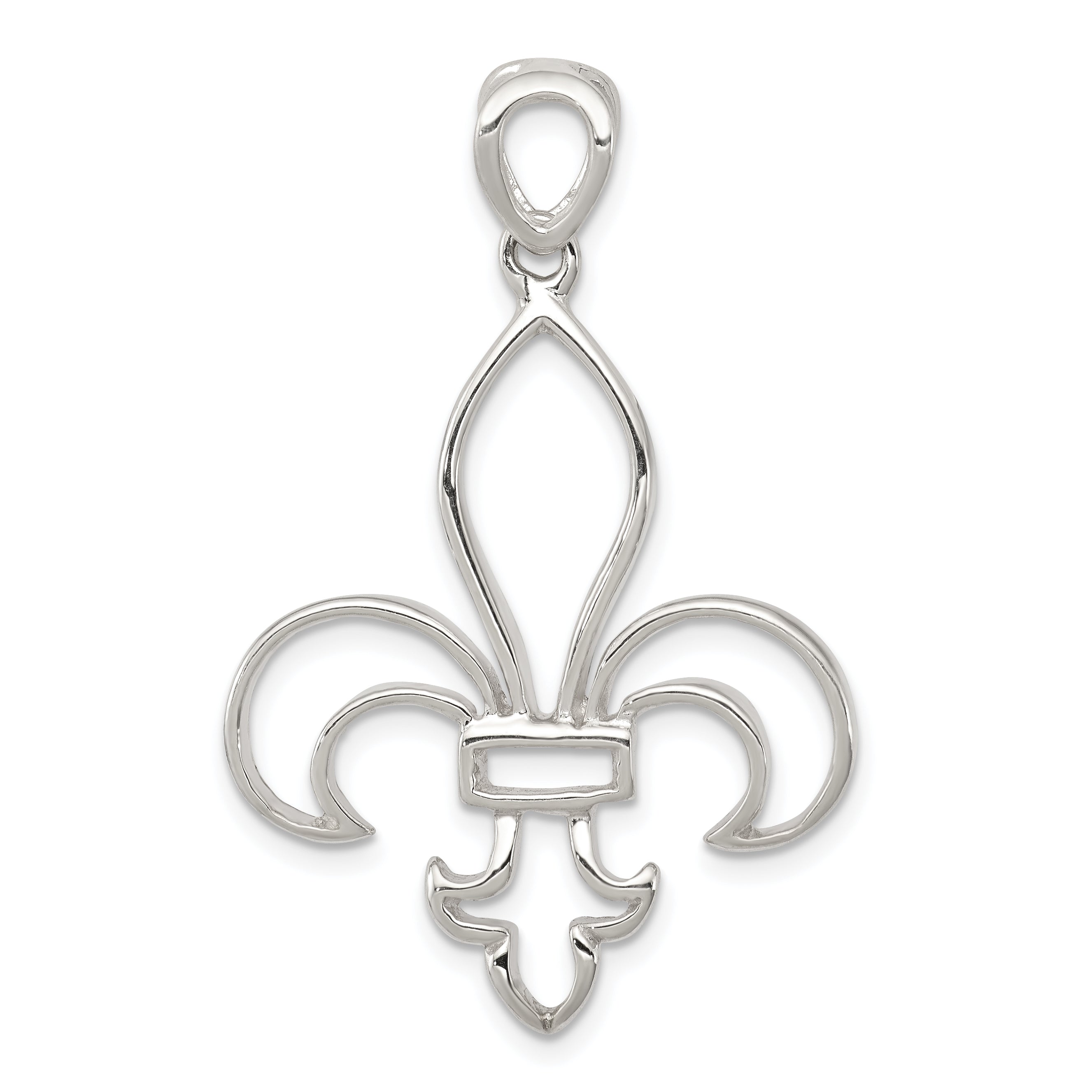 Sterling Silver Cut-Out Fleur De Lis Pendant