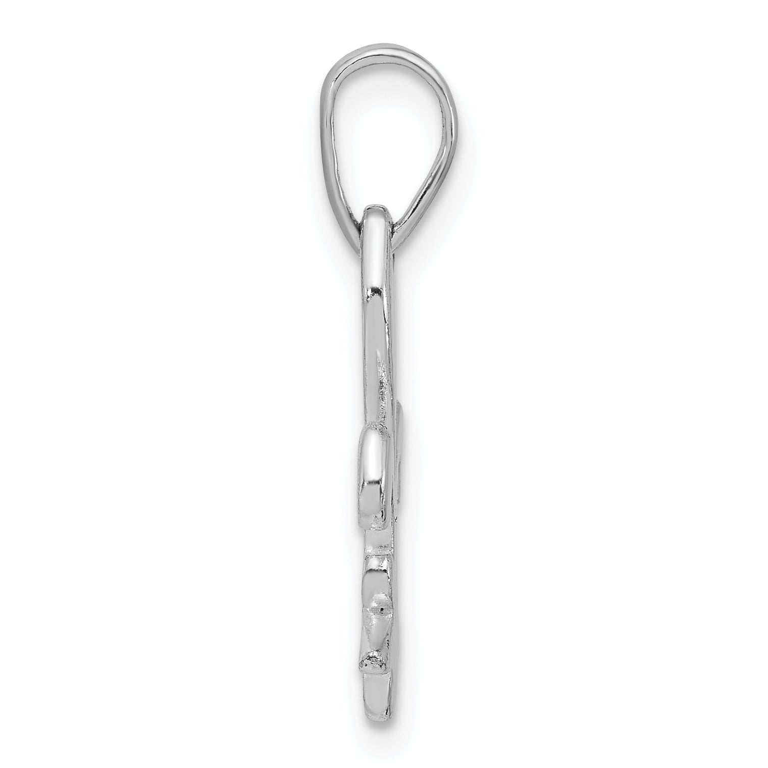 Sterling Silver Polished Fleur De Lis Dangle Pendant