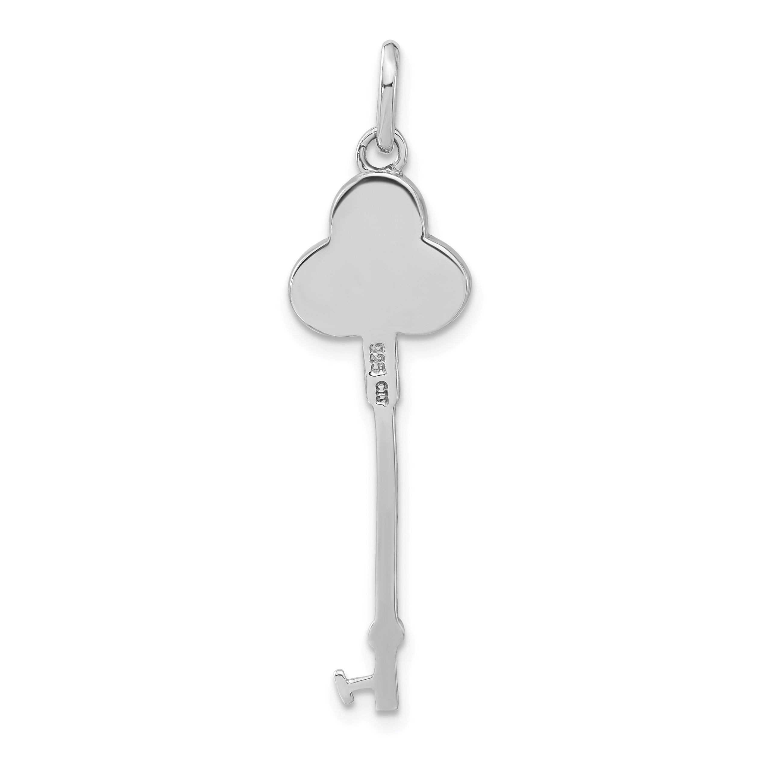 Sterling Silver Reconstructed Red Stone Clover Key Pendant