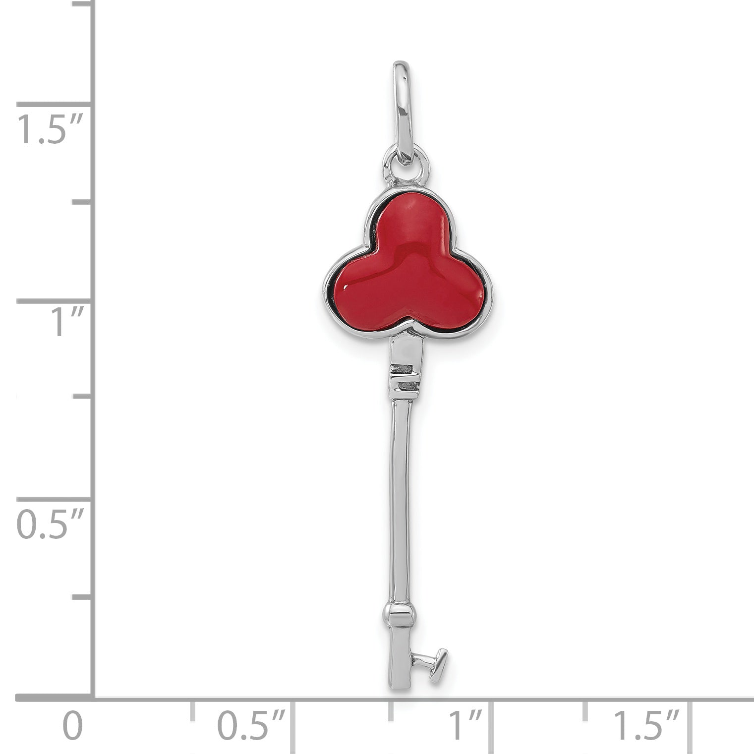 Sterling Silver Reconstructed Red Stone Clover Key Pendant