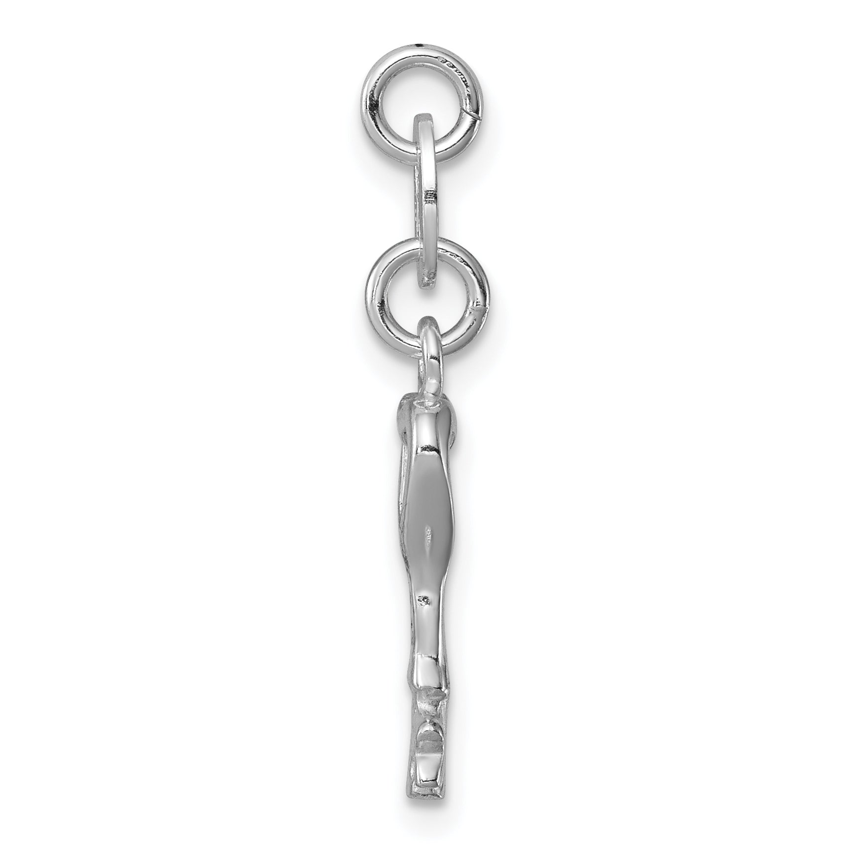 Sterling Silver Rhodium-Plated Polished Lock & Key Charm