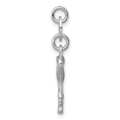 Sterling Silver Rhodium-Plated Polished Lock & Key Charm