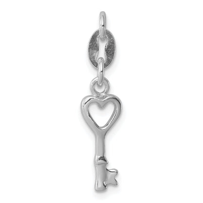 Sterling Silver Rhodium-Plated Polished Lock & Key Charm