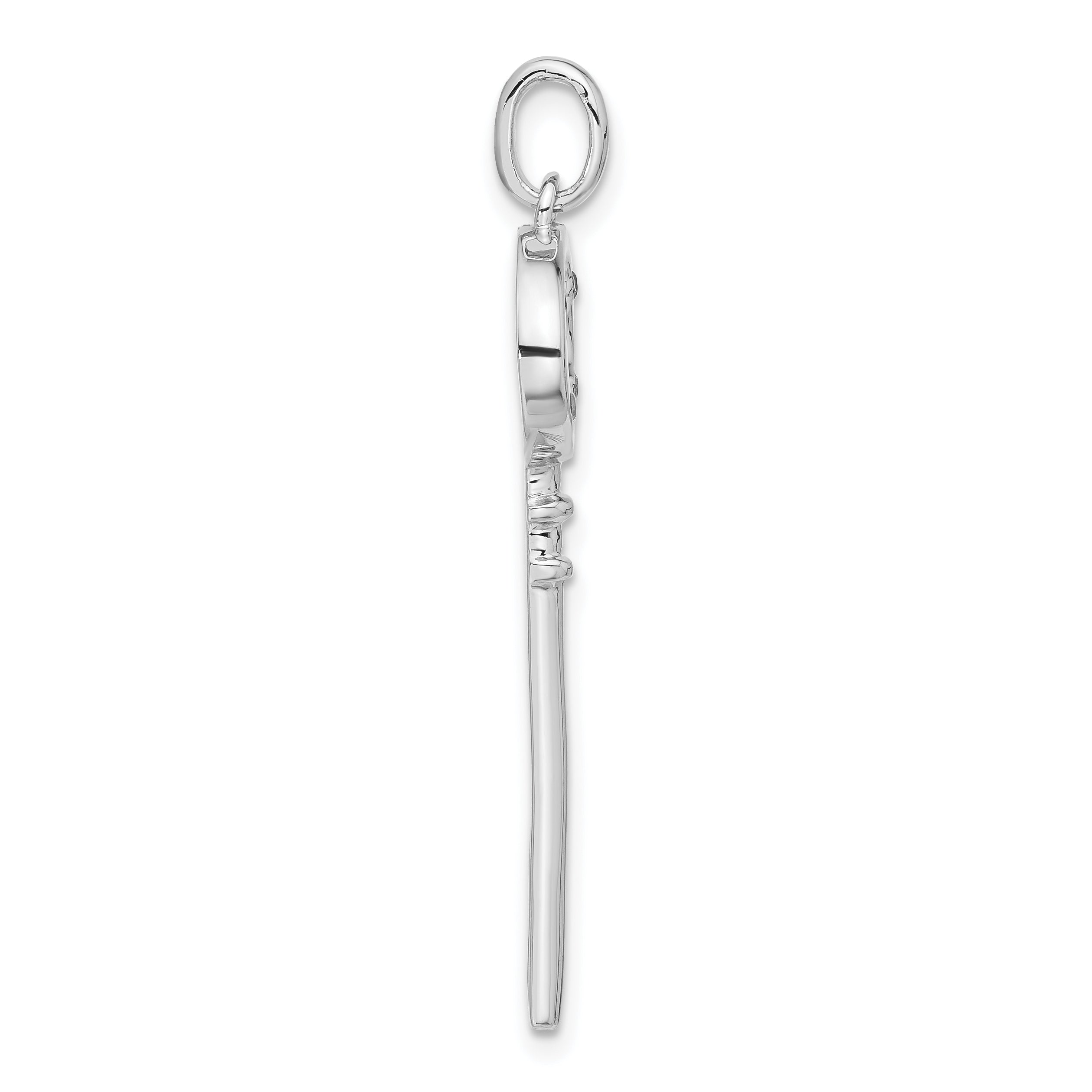 Sterling Silver Cz Key Pendant
